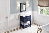 Jeffrey Alexander Wavecrest 30" Hale Blue Single Sink Bathroom Vanity with Calacatta Vienna Quartz Top - 8 in. Widespread Faucet Top product image 7
