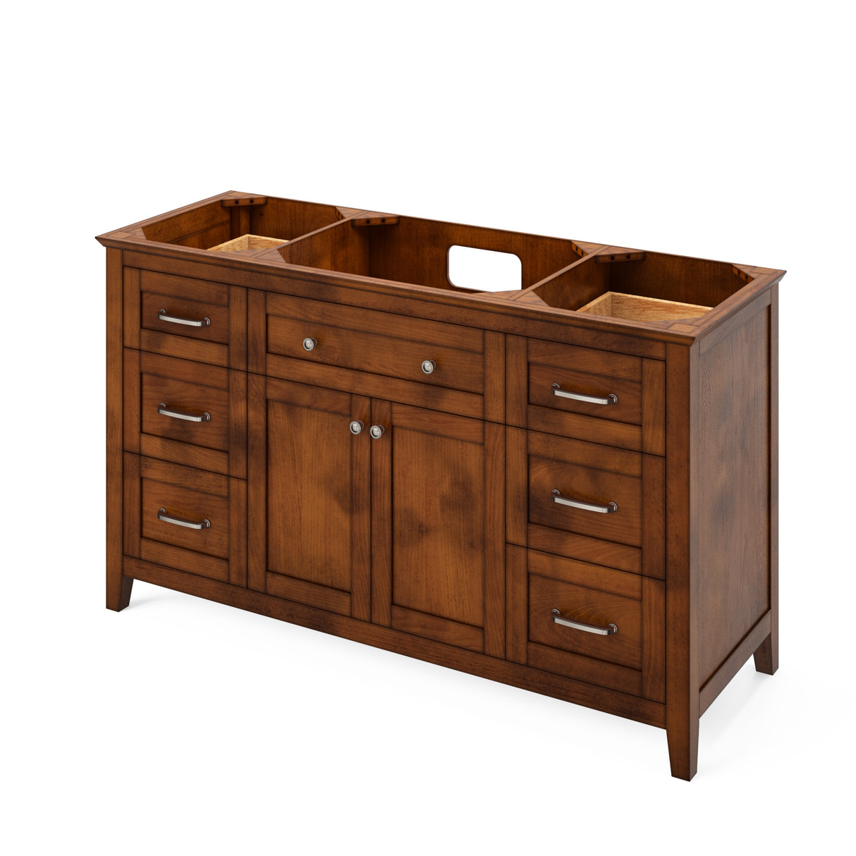 Jeffrey Alexander Chatham 60" Chocolate Double Sink Bathroom Vanity with Black Granite Top - 8 in. Widespread Faucet Top - VKITCHA60SCHBGR product image 3