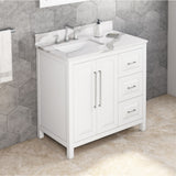 Jeffrey Alexander Cade 36" White Single Sink Bathroom Vanity with Calacatta Vienna Quartz Top - 8 in. Widespread Faucet Top product image 2