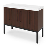 Jeffrey Alexander Tempest 48" Dark Walnut Single Sink Bathroom Vanity with White Resin Top - Single-Hole Faucet Top - VKTEM48DWSQRE