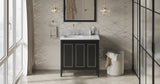 Jeffrey Alexander Percival 36" Black Single Sink Bathroom Vanity with White Carrara Marble Top - 8 in. Widespread Faucet Top product image 7