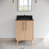 Jeffrey Alexander Dashwood Natural Oak Single Sink Bathroom Vanity with Black Granite Top - Single-Hole Faucet Top - VKITDAS24NOBGR