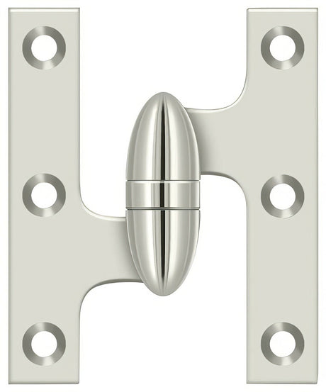 Deltana OK3025B14-L olive knuckle hinge in satin stainless, additional view