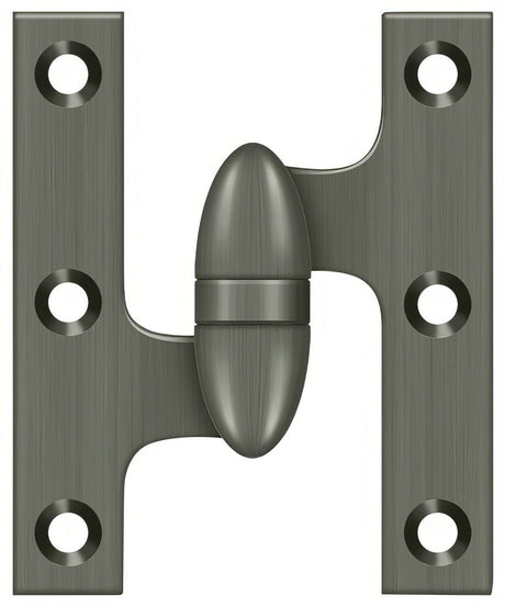 Deltana OK3025B15A-L olive knuckle hinge in satin stainless, additional view
