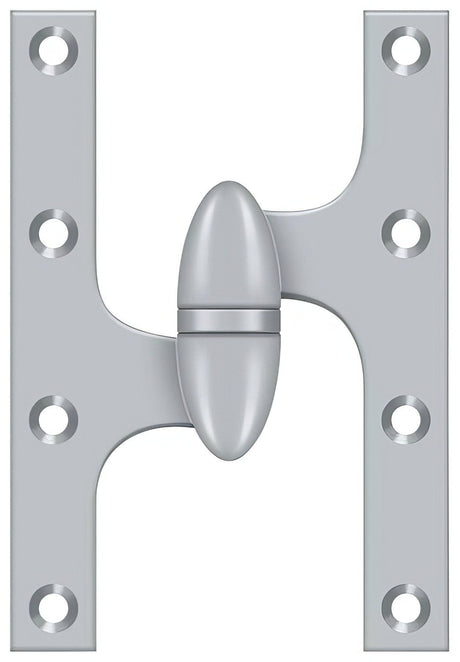 Deltana OK6040B26D-L brushed chrome olive knuckle hinge