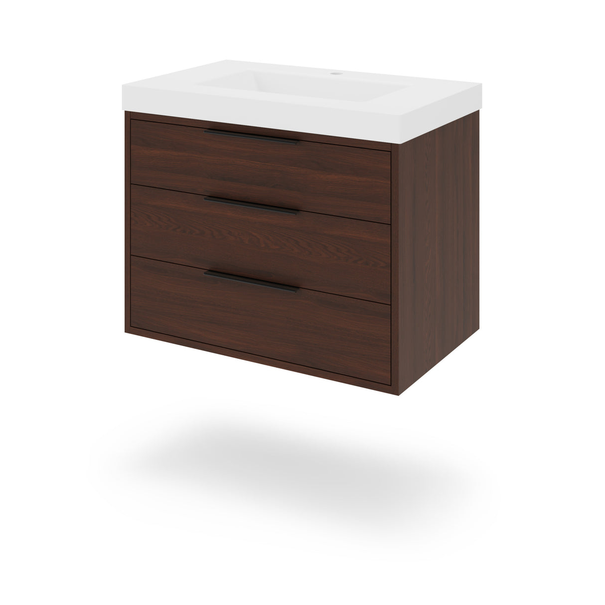 Jeffrey Alexander Gardner 31" Dark Walnut Single Sink Bathroom Vanity with White Resin Top - Single-Hole Faucet Top - VKGAR30DWRE
