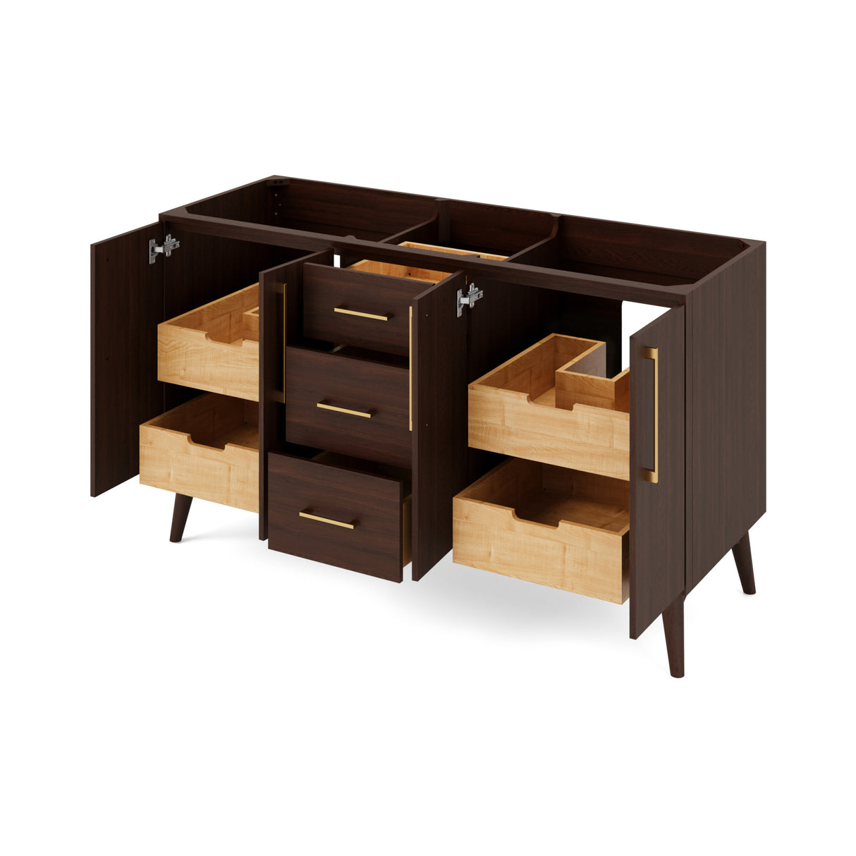 Jeffrey Alexander Dashwood 60" Natural Oak Double Sink Bathroom Vanity with White Quartz Top - 8 in. Widespread Faucet Top product image 3