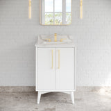 Jeffrey Alexander Dashwood White Single Sink Bathroom Vanity with Calacatta Vienna Quartz Top - Single-Hole Faucet Top - VKITDAS24WHCQR
