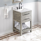 Jeffrey Alexander Wavecrest 24" Weathered Grey Single Sink Bathroom Vanity with White Carrara Marble Top - 8 in. Widespread Faucet Top product image 2