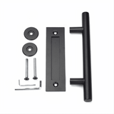 Orca Hardware AH-COMBOPULL-BL Sliding Door Round Bar and Recessed Pull Combo Black