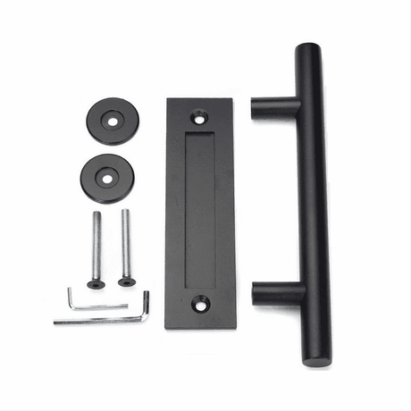 Orca Hardware AH-COMBOPULL-BL Sliding Door Round Bar and Recessed Pull Combo Black