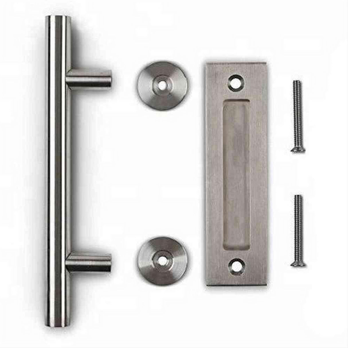 Orca Hardware AH-COMBOPULL-SS Sliding Door Round Bar and Recessed Pull Combo Satin Stainless Steel