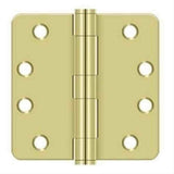 Orca Hardware COM4014-3 4" x 4" x 1/4" Plain Bearing Hinge Bright Polished Brass