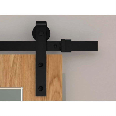 Orca Hardware FTST-BL-6-6 6' Barn Door-Flat Track Kit With Standard Drop Hangers Black