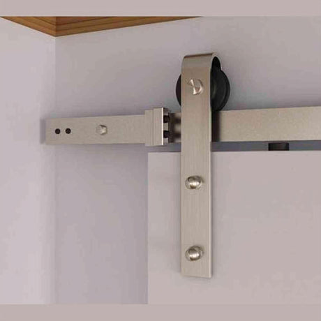 Orca Hardware FTST-SN-6-6 6' Barn Door-Flat Track Kit With Standard Drop Hangers Satin Nickel