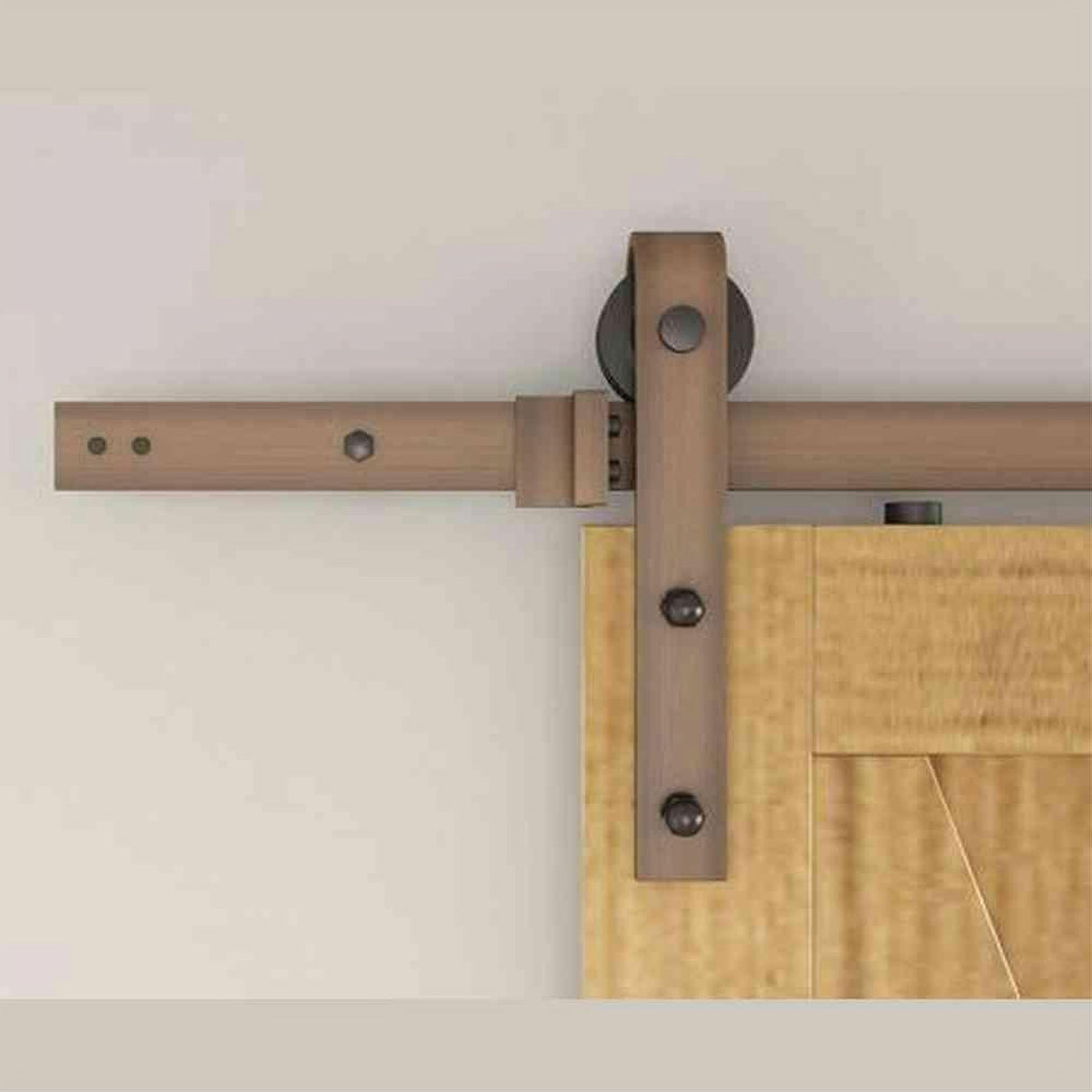 Orca Hardware FTST-VB-6-6 6' Barn Door-Flat Track Kit With Standard Drop Hangers Vintage Bronze