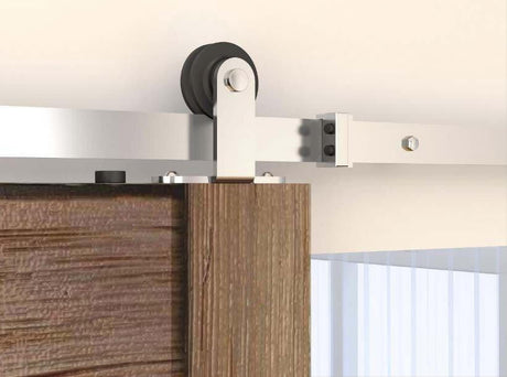 Orca Hardware FTTM-SN-6-6-6-6 6'6" Barn Door-Flat Track Kit With Top Mount Hangers Satin Nickel