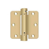 Orca Hardware SPR4014Z-4 4" x 4" x 1/4" Steel Spring Hinge, ZigZag Hole Pattern Satin Brass