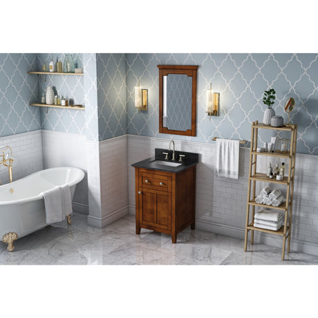 Jeffrey Alexander Chatham 24" Chocolate Single Sink Bathroom Vanity with Black Granite Top - 8 in. Widespread Faucet Top