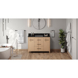 Jeffrey Alexander Katara 48" Natural Oak Single Sink Bathroom Vanity with Black Granite Top - 8 in. Widespread Faucet Top