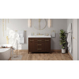 Jeffrey Alexander Katara 48" Dark Walnut Single Sink Bathroom Vanity with White Resin Top - 8 in. Widespread Faucet Top
