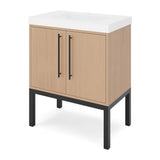 Jeffrey Alexander Tempest 30" Natural Oak Single Sink Bathroom Vanity with White Resin Top - Single-Hole Faucet Top - VKTEM30NOSQRE