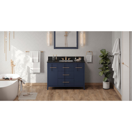 Jeffrey Alexander Katara 48" Hale Blue Single Sink Bathroom Vanity with Black Granite Top - 8 in. Widespread Faucet Top