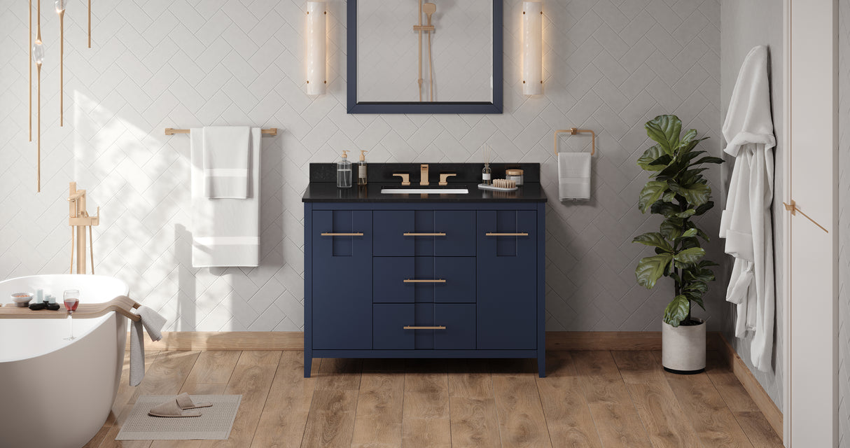 Jeffrey Alexander Katara 48" Hale Blue Single Sink Bathroom Vanity with Black Granite Top - 8 in. Widespread Faucet Top product image 6