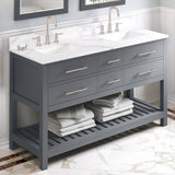 Jeffrey Alexander Wavecrest 60" Grey Double Sink Bathroom Vanity with Calacatta Vienna Quartz Top - 8 in. Widespread Faucet Top product image 2