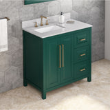 Jeffrey Alexander Cade 36" Green Single Sink Bathroom Vanity with White Carrara Marble Top - 8 in. Widespread Faucet Top product image 2