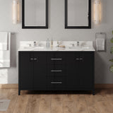 Jeffrey Alexander Katara 60" Black Double Sink Bathroom Vanity with Calacatta Vienna Quartz Top - 8 in. Widespread Faucet Top product image 2