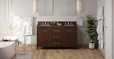 Jeffrey Alexander Katara 60" Dark Walnut Double Sink Bathroom Vanity with Blue Limestone Top - 8 in. Widespread Faucet Top product image 6