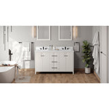 Jeffrey Alexander Katara 60" White Double Sink Bathroom Vanity with White Quartz Top - 8 in. Widespread Faucet Top