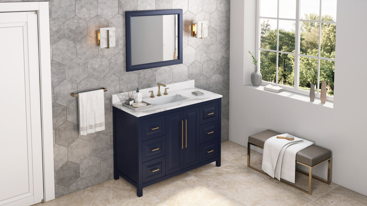 Jeffrey Alexander Cade 48" Hale Blue Single Sink Bathroom Vanity with Calacatta Vienna Quartz Top - 8 in. Widespread Faucet Top product image 7