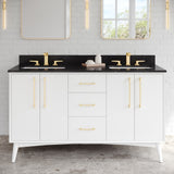 Jeffrey Alexander Dashwood 60" White Double Sink Bathroom Vanity with Black Granite Top - 8 in. Widespread Faucet Top