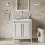 Jeffrey Alexander Percival 30" White Single Sink Bathroom Vanity with White Carrara Marble Top - 8 in. Widespread Faucet Top product image 2