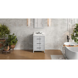 Jeffrey Alexander Katara 24" Grey Single Sink Bathroom Vanity with Calacatta Vienna Quartz Top - 8 in. Widespread Faucet Top