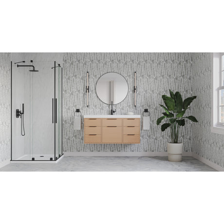 Jeffrey Alexander Gardner 49" Natural Oak Single Sink Bathroom Vanity with White Resin Top - Single-Hole Faucet Top - VKGAR48NORE