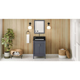 Jeffrey Alexander Theodora 24" Blue Steel Single Sink Bathroom Vanity with Black Granite Top - 8 in. Widespread Faucet Top