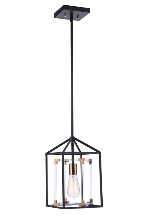 Craftmade P985FBSB1 Aaron 1 Light Acrylic Pendant in Flat Black / Satin Brass