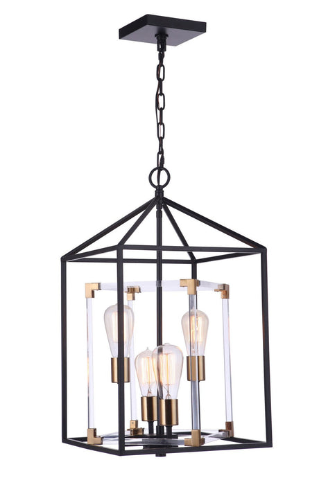 Craftmade P986FBSB4 Aaron 4 Light Acrylic Pendant in Flat Black / Satin Brass
