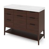 Jeffrey Alexander Gardner 49" Dark Walnut Single Sink Bathroom Vanity with White Resin Top - Single-Hole Faucet Top - VKGAR48DWWDDWRE