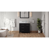 Jeffrey Alexander Katara 36" Black Single Sink Bathroom Vanity with White Carrara Marble Top - 8 in. Widespread Faucet Top