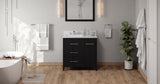 Jeffrey Alexander Katara 36" Black Single Sink Bathroom Vanity with White Carrara Marble Top - 8 in. Widespread Faucet Top product image 7