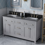 Jeffrey Alexander Chatham 60" Grey Double Sink Bathroom Vanity with Black Granite Top - 8 in. Widespread Faucet Top - VKITCHA60GRBGR product image 2