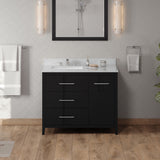 Jeffrey Alexander Katara 42" Black Single Sink Bathroom Vanity with White Carrara Marble Top - 8 in. Widespread Faucet Top product image 2