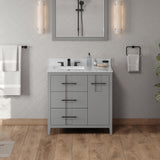 Jeffrey Alexander Katara 36" Grey Single Sink Bathroom Vanity with White Carrara Marble Top - 8 in. Widespread Faucet Top product image 2