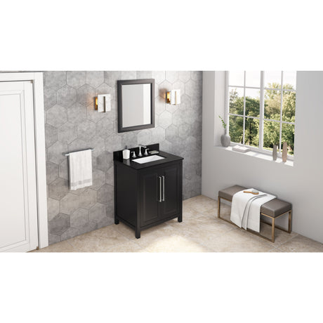 Jeffrey Alexander Cade 30" Black Single Sink Bathroom Vanity with Black Granite Top - 8 in. Widespread Faucet Top