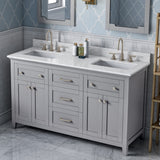 Jeffrey Alexander Chatham 60" Grey Double Sink Bathroom Vanity with White Carrara Marble Top - 8 in. Widespread Faucet Top - VKITCHA60GRWCR product image 2