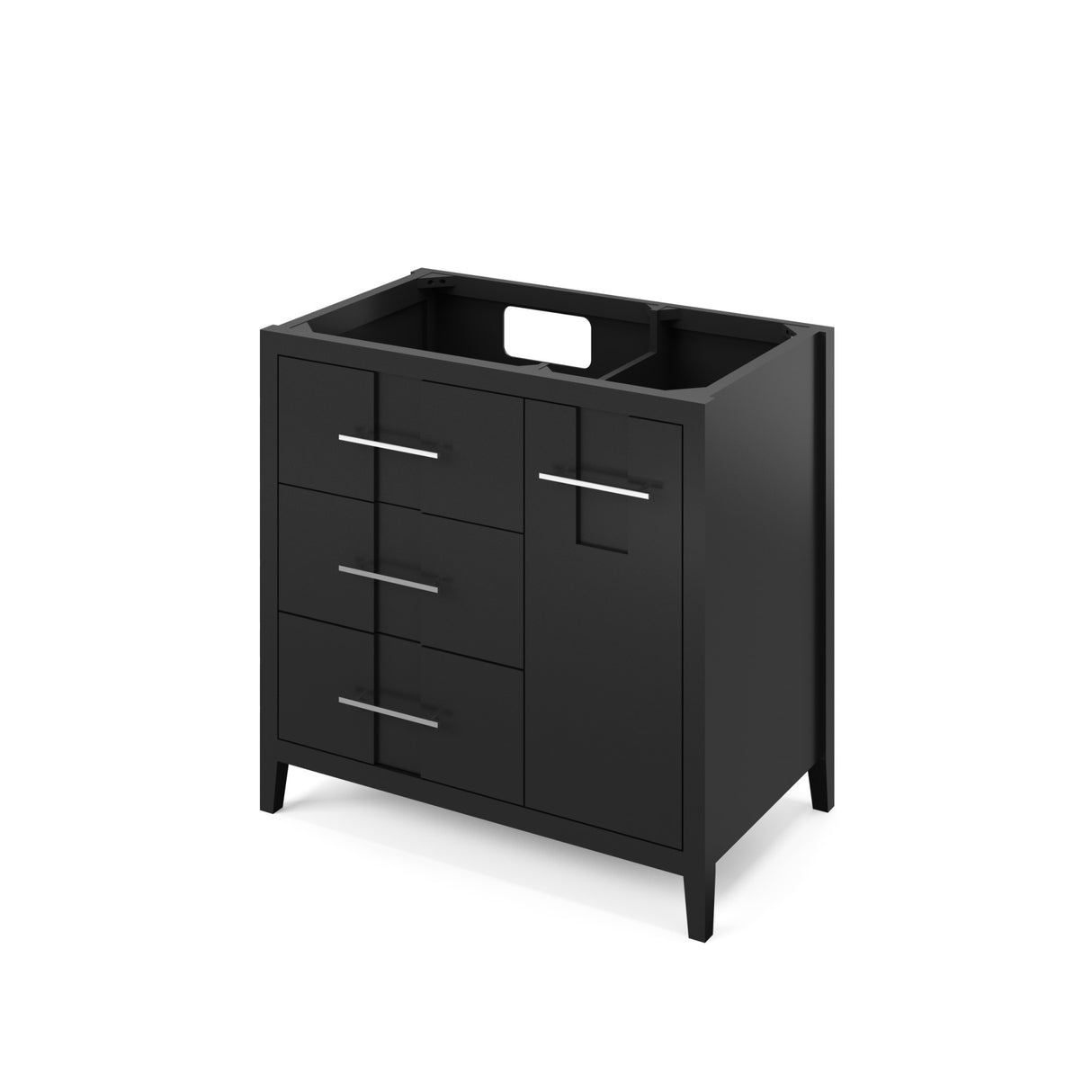 Jeffrey Alexander Katara 36" Black Single Sink Bathroom Vanity with White Carrara Marble Top - 8 in. Widespread Faucet Top product image 3